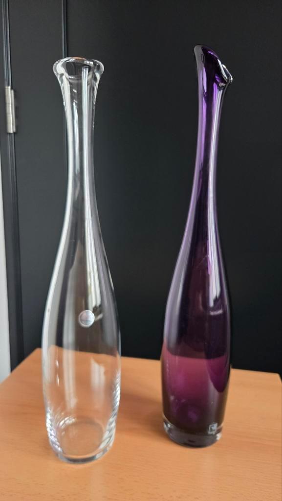 Leerdam Glas Flesvazen - Siem van der Marel., Huis en Inrichting, Woonaccessoires | Vazen, Zo goed als nieuw, Overige kleuren