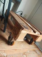 Pallet Tafels (2) op TENTE Wielen - Industrieel Design, Ophalen, Minder dan 50 cm, Gebruikt, 50 tot 100 cm
