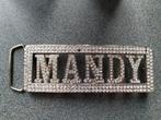 Metalen glitter embleem ‘’Mandy’’, Verzamelen, Gebruikt, Ophalen of Verzenden