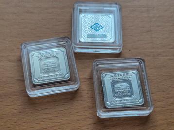 3 x 5 gram zilver. Oplopend serienummer. Geiger Edelmetalle. beschikbaar voor biedingen