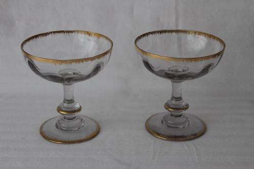 Antieke Franse Daum champagne coupes c 1910, Antiek en Kunst, Antiek | Glas en Kristal, Verzenden