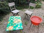 Houten Tuinset met 2 Stoelen en 2 Tafels, Gebruikt, Stoel, Tuinset, Hout