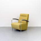 2x Leolux Scylla Fauteuil Hoge Rug Geel/Grijs Rondjesmotief, Metaal, 75 tot 100 cm, Ophalen of Verzenden, Zo goed als nieuw