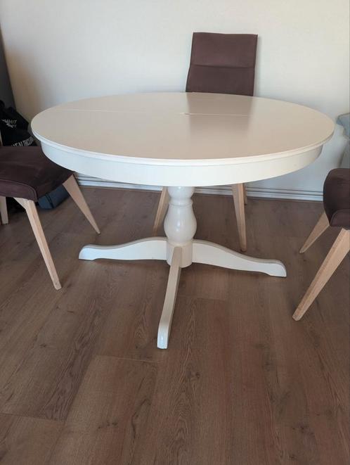 Ronde uitklapbare eettafel, Huis en Inrichting, Tafels | Eettafels, Gebruikt, 100 tot 150 cm, 100 tot 150 cm, Rond, Ophalen