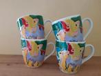 Mokken - Set van 4, Friesche Vlag, vrolijke koeien kopjes, Huis en Inrichting, Keramiek, Ophalen of Verzenden, Zo goed als nieuw