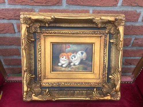 lieflijk schilderij, twee nieuwsgierige poezen, Huis en Inrichting, Woonaccessoires | Schilderijen, Tekeningen en Foto's, Zo goed als nieuw