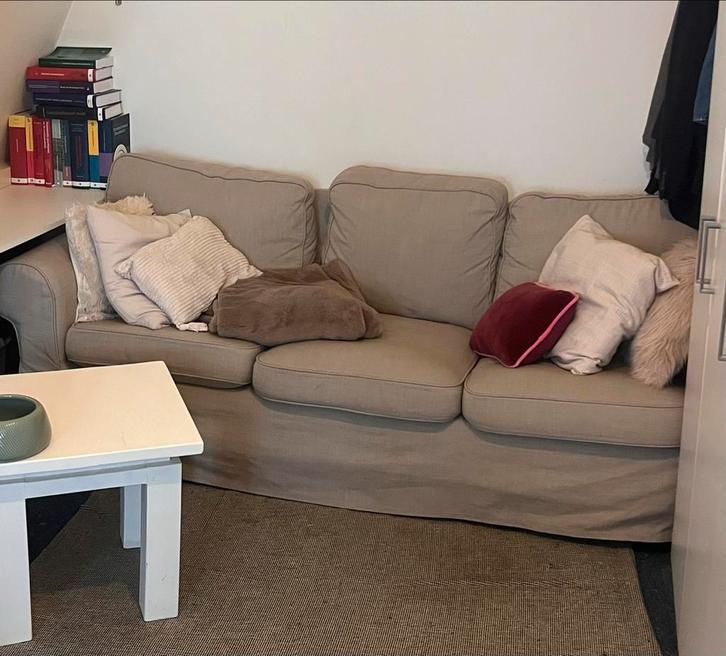 Beige linnenlook hoes voor Ikea Ektorp driezitsbank, Huis en Inrichting, Banken | Bankstellen, Zo goed als nieuw, Rechte bank