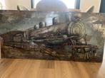 Metalen 3D Schilderij Locomotief - 150x70cm, Ophalen of Verzenden, Zo goed als nieuw