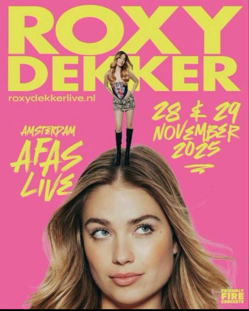 Roxy dekker 4 kaarten 29 november 16+ show, Tickets en Kaartjes, Concerten | Nederlandstalig, Twee personen, November