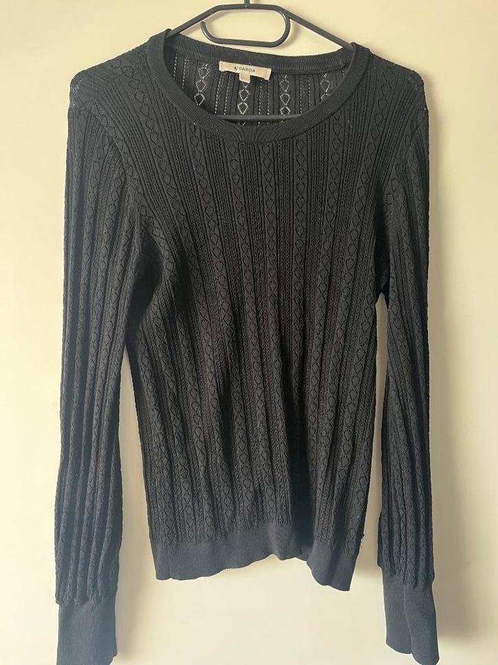 García kant topje, Kleding | Dames, Tops, Zo goed als nieuw, Maat 42/44 (L), Zwart, Lange mouw, Ophalen of Verzenden