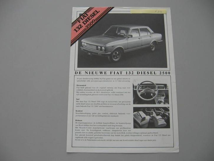 FT 694 FIAT 132 Diesel 2500.1979. folder, Boeken, Auto's | Folders en Tijdschriften, Zo goed als nieuw, Overige merken, Ophalen of Verzenden