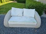 Tuinbank + hocker, Ophalen, Gebruikt, Wicker