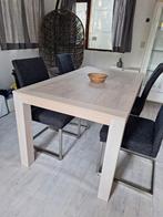 White wash eettafel en 4 antraciet grijze stoelen, Ophalen, Gebruikt, 50 tot 100 cm, Vier personen
