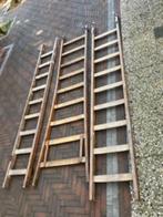 Houten uitschuifladder, Doe-het-zelf en Verbouw, Ladders en Trappen, Ophalen, Gebruikt, Ladder, Opvouwbaar of Inschuifbaar