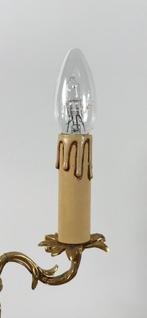 Klassieke Franse bronzen bouillotte lamp met 3 lichtpunten, Ophalen of Verzenden, Zo goed als nieuw, Stof, Minder dan 50 cm