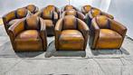 Aviator fauteuils bruin gevlamd vintage leer + BEZORGING