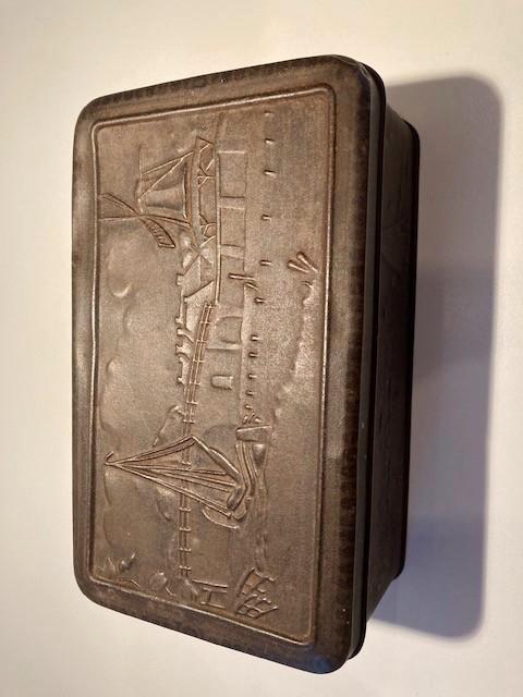 ANTIEK tabaksblik Douwe Egberts "Echte Friesche Heerenbaai", Verzamelen, Blikken, Gebruikt, Overige, Douwe Egberts, Ophalen of Verzenden