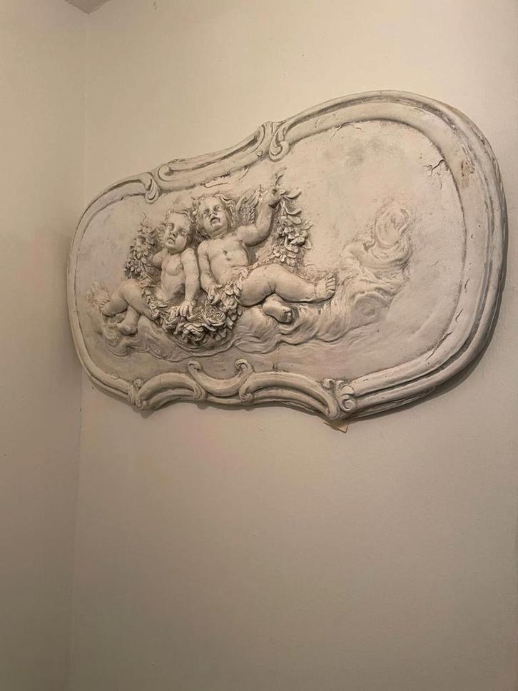 Prachtige, Zware Plaque met Engelen., Antiek en Kunst, Curiosa en Brocante, Ophalen of Verzenden