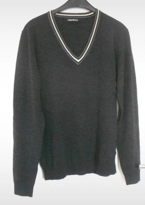 100% merinowol trui – Lagerfeld – donkergrijs – preppy stijl, Kleding | Heren, Truien en Vesten, Zo goed als nieuw, Maat 46 (S) of kleiner