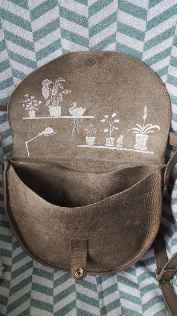 Mamzel / Keecie leren tas, kleur moss used look, 20x20x5cm, Sieraden, Tassen en Uiterlijk, Tassen | Schoudertassen, Gebruikt, Overige merken