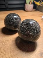 Set van 2 glazen paperweights - Zwart met luchtbellen, Ophalen of Verzenden