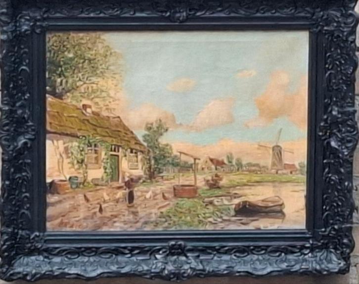 Anton Rutgers (1905-1981), Hollands tafereeltje.  57/47cm._, Antiek en Kunst, Kunst | Schilderijen | Klassiek, Ophalen