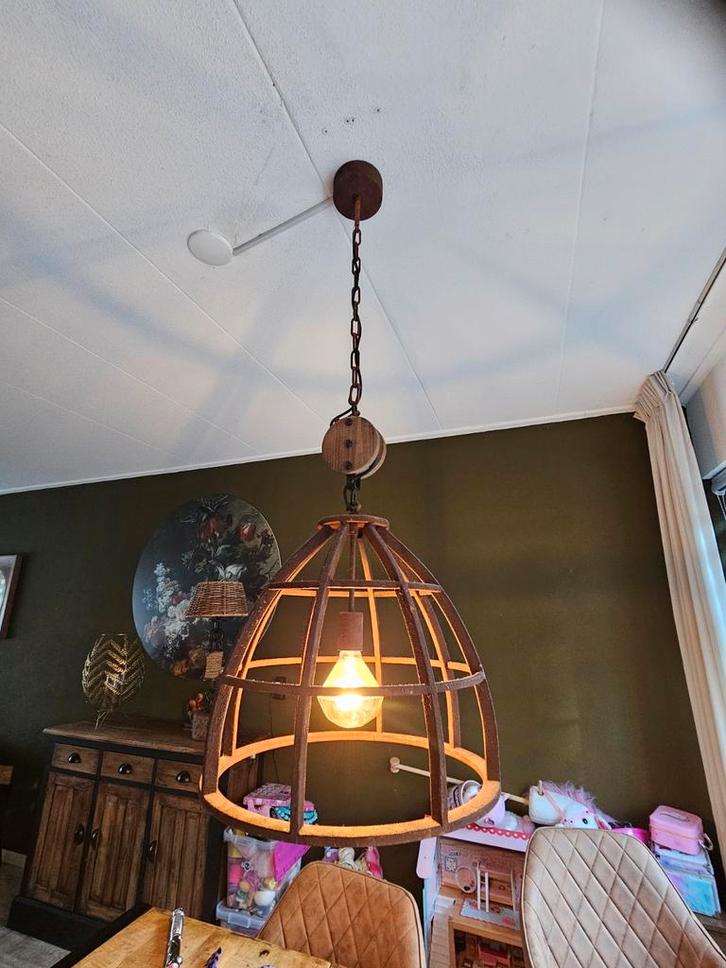 Industriële Hanglamp - Verroeste Look, Huis en Inrichting, Lampen | Hanglampen, Gebruikt, Minder dan 50 cm, Ophalen of Verzenden