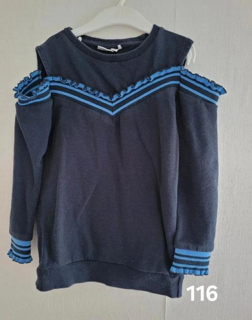 Name it trui open schouders blauw donkerblauw 110 116, Kinderen en Baby's, Kinderkleding | Maat 110, Zo goed als nieuw, Meisje