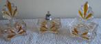 3 delig antiek glazen kaptafel/parfumset vintage/retro, Antiek en Kunst, Curiosa en Brocante, Verzenden