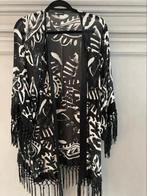 DiDi Zwart Wit Kimono Tuniek Vest met Franjes maat XL-XXL, Verzenden, Zwart, Maat 46/48 (XL) of groter, Didi
