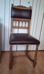 Antieke Houten Eetkamerstoel met Leer, Ophalen
