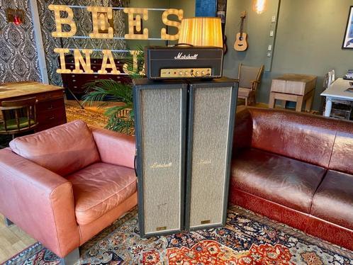 1966 Marshall 4x10 Pinstripe PA Columns Model #1991, Muziek en Instrumenten, Versterkers | Bas en Gitaar, Gebruikt, Gitaar, Minder dan 50 watt