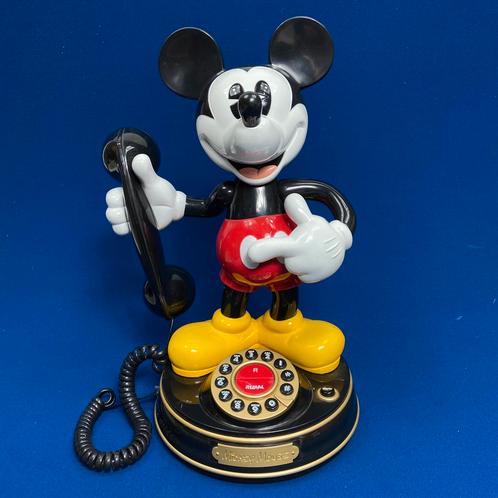 Mickey Mouse vintage/retro telefoonhouder + telefoon, Verzamelen, Disney, Gebruikt, Overige typen, Mickey Mouse, Ophalen of Verzenden