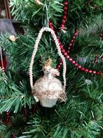 Antieke kerstbal bloemenmand met tinsel chenille, Diversen, Kerst, Ophalen of Verzenden, Gebruikt
