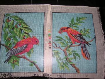 NIEUW 2 x voorbedrukte stramien met vogels. Verkoop ook DMC beschikbaar voor biedingen