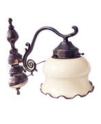 Antieke lamp - oud Hollandse wandlamp glas met koper - brons, Ophalen of Verzenden, Glas, Antiek / klassiek
