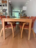 LEOLUX eettafel met 4 Alcantara fauteuils, Ophalen, Gebruikt, 100 tot 150 cm, 150 tot 200 cm
