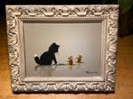 Kitten die muisjes ontmoet op reis, Antiek en Kunst, Kunst | Schilderijen | Klassiek, Ophalen of Verzenden