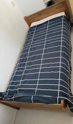 Houten 1 persoons bed compleet inclusief lattenbodem, matras, Ophalen, 90 cm, Eenpersoons, Bruin