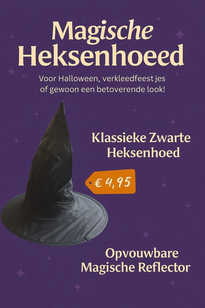 Magische Heksenhoed - Opvouwbare Reflector, Kleding | Dames, Carnavalskleding en Feestkleding, Nieuw, Accessoires, Halloween, Ophalen of Verzenden