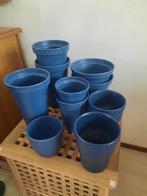 Blauwe bloempotten, Rond, Ophalen of Verzenden, Zo goed als nieuw, Minder dan 25 cm