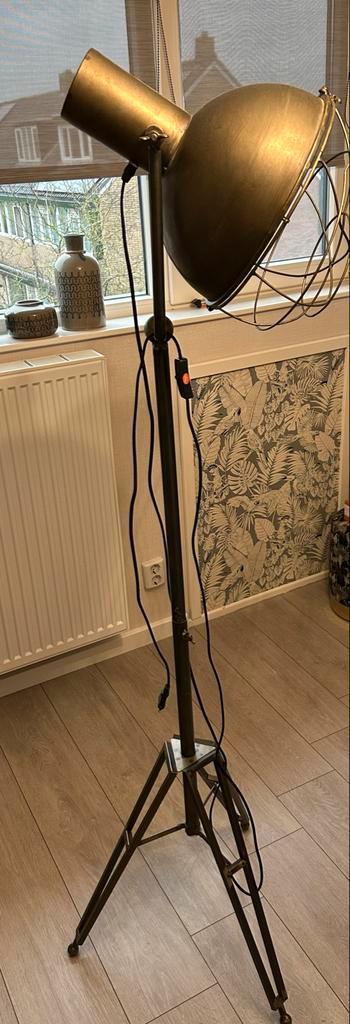 Industriële Stalamp / vloerlamp, Huis en Inrichting, Lampen | Vloerlampen, Gebruikt, 150 tot 200 cm, Metaal, Ophalen of Verzenden