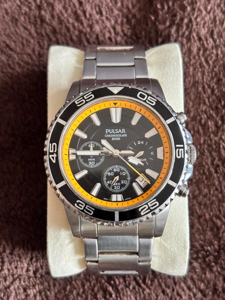 Pulsar Chronograph 100m - Recent onderhoud!, Sieraden, Tassen en Uiterlijk, Horloges | Heren, Gebruikt, Polshorloge, Citizen, Staal