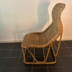 Grote vintage rotan lounge stoel, jaren 60, Huis en Inrichting, Stoelen, Ophalen, Gebruikt, Bruin, Eén