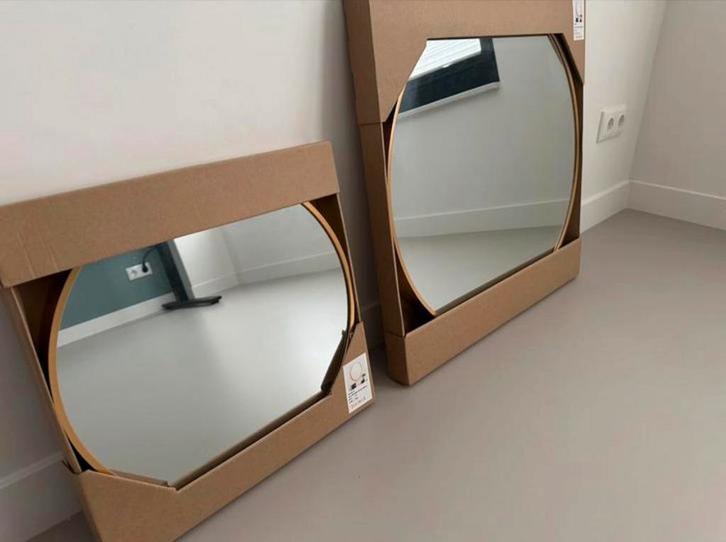Loods 5, 2 spiegels nieuw. Aluminium goud, Huis en Inrichting, Woonaccessoires | Spiegels, Zo goed als nieuw, 50 tot 75 cm, Minder dan 100 cm