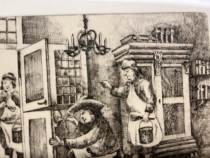 Ets van Jan A. Wieringa (1919 - 1994), ingelijst, Antiek en Kunst, Kunst | Etsen en Gravures, Ophalen of Verzenden