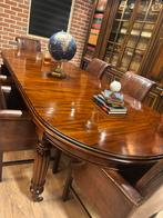 antieke ovale mahonie eetkamertafel & schapenleren stoelen, Antiek en Kunst, Ophalen