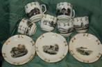 6 antieke kop en schotels Grisaille hand beschilderd, Antiek en Kunst, Antiek | Porselein, Ophalen of Verzenden