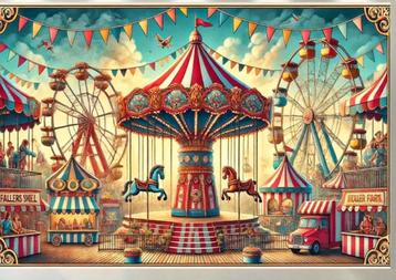 Prachtig groot kermis decordoek nagenoeg nieuw  beschikbaar voor biedingen