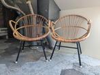 2 rotan vintage stoelen, Huis en Inrichting, Stoelen, Ophalen, Zo goed als nieuw, Bruin, Twee